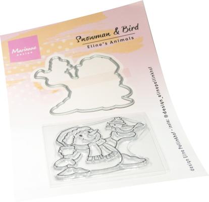 Marianne Design Stamp & Die Set - Eline's Animals - Snowman & Bird — Ecstasy Crafts