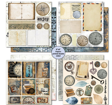 3Quarter Designs Eclectic Clocks 8x8 Paper Pack