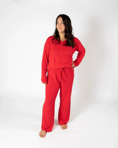 Ensemble de pyjama long rouge pour femmes