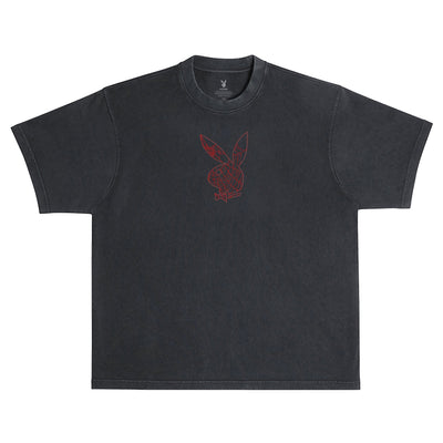 Color Bars X Playboy 'Black Widow Boxy Fit' Tee - Black/Red