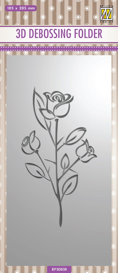 Nellie's Choice 3D Debossing Folder Slimline - Rose