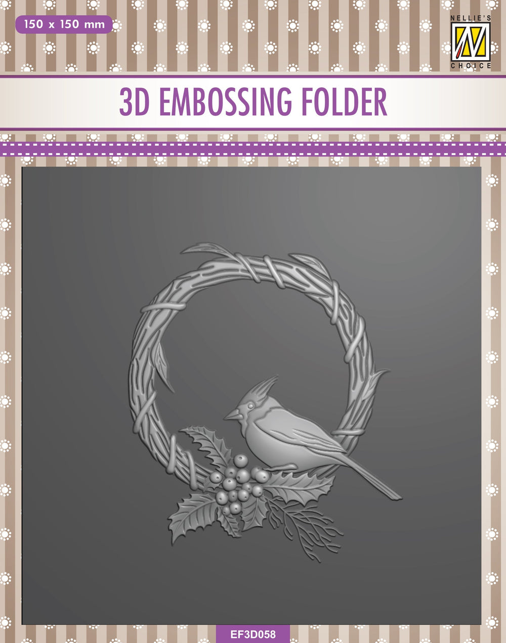 Nellie's Choice Classeur de Gaufrage 3D Carré - Oiseau de Noël