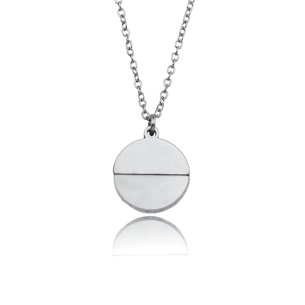 EMERSYN Argent (Or Blanc) : Collier Minimaliste Disque Métal & Nacre
