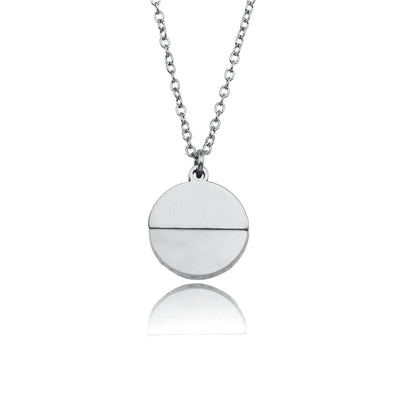 EMERSYN Argent (Or Blanc) : Collier Minimaliste Disque Métal & Nacre
