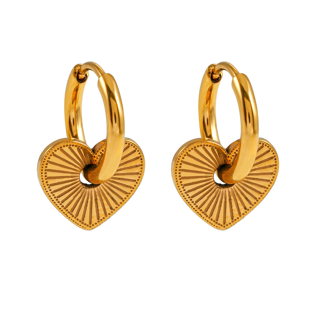 ENDEAR Or: Boucles d'oreilles créoles avec breloque en forme de cœur – Un symbole d'amour éternel.