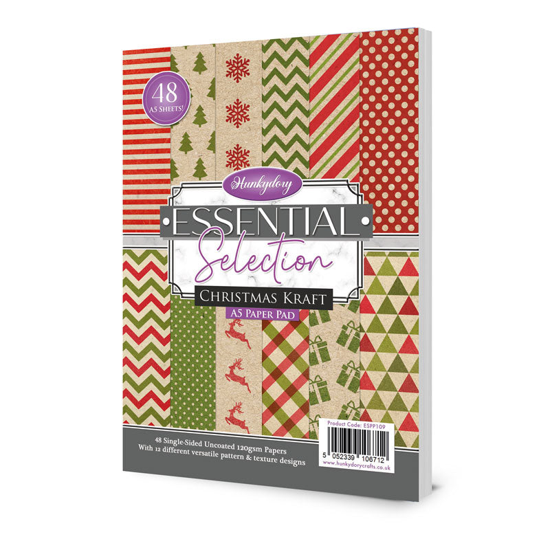 Bloc de papier Hunkydory Essential Selection - Kraft de Noël