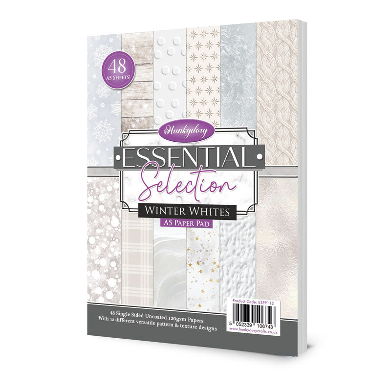 Bloc de papier Hunkydory Essential Selection - Blancs d'hiver