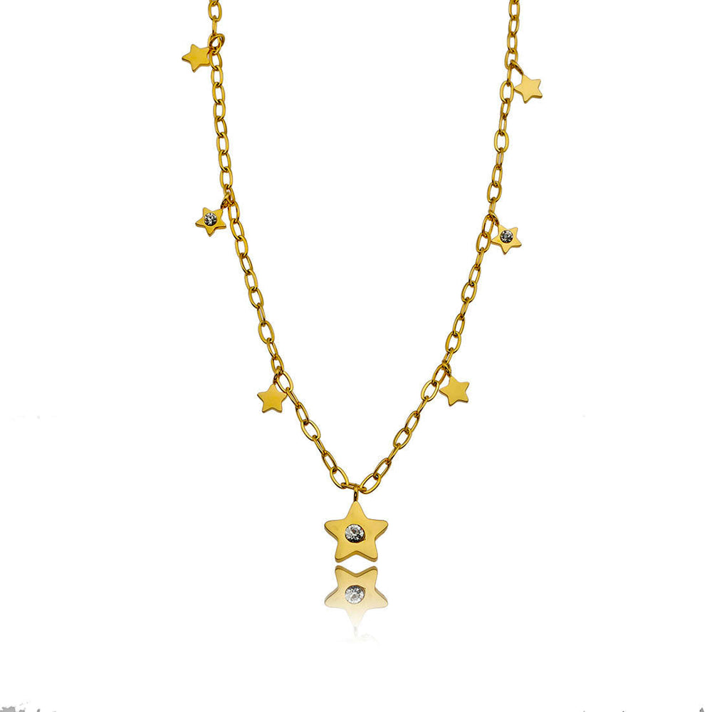 Collier Pendentif EVELYN Étoiles Mini et Incrustées de Zirconia