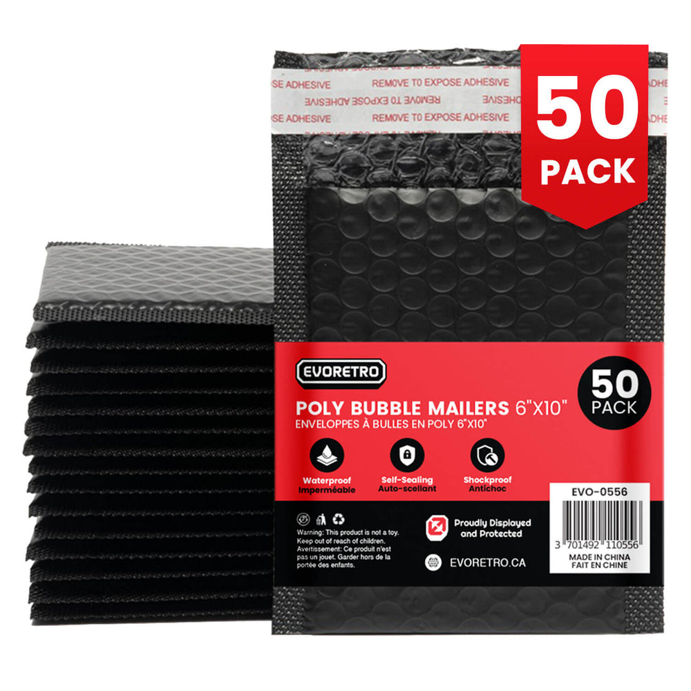 EVORETRO 50 enveloppes à bulles 6x10" – Enveloppes d'expédition protectrices noires