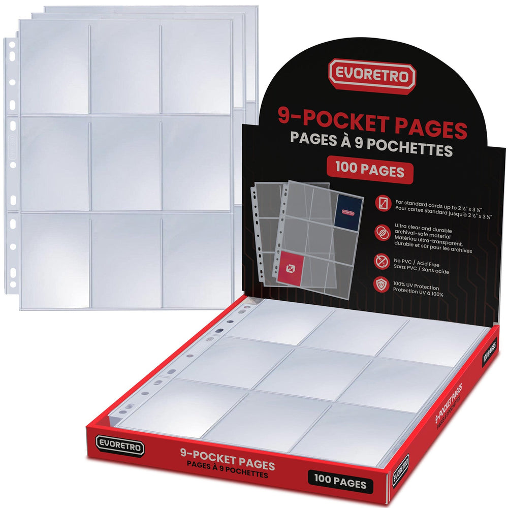 9 Pocket Binder Pages for Trading Cards – 100 Pack — EVORETRO Canada