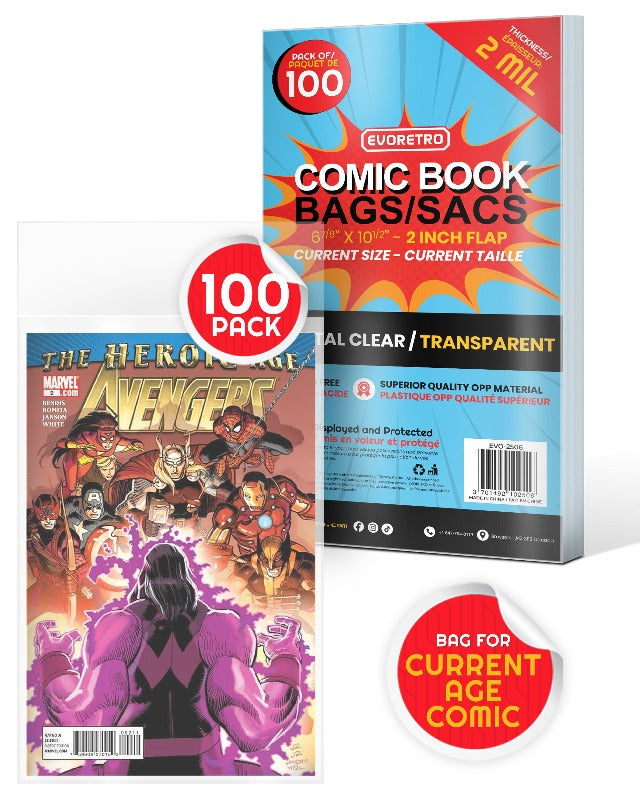 EVORETRO Comic Bags for Current Age Comic Bags Protector - 2MIL