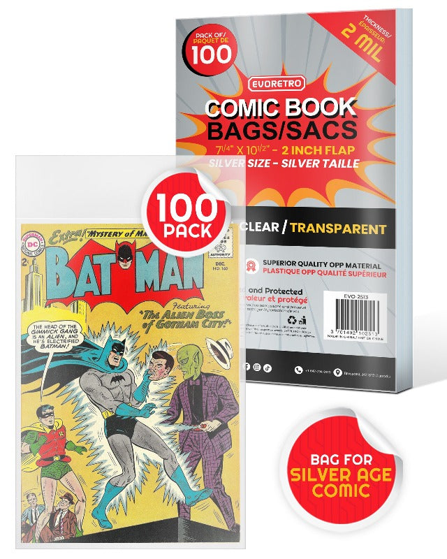 EVORETRO Comic Bags for Silver Age Comic Bags Protector - 2MIL