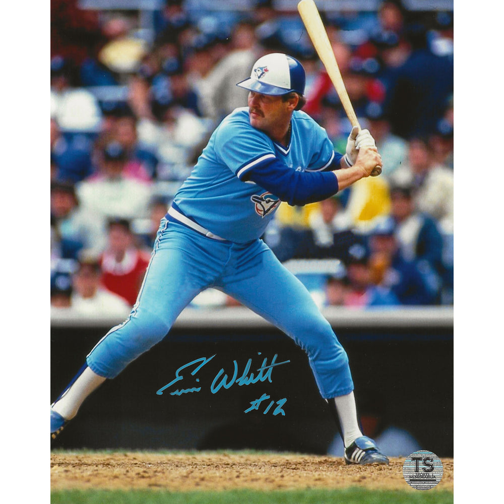Photo 8x10 dédicacée d'Ernie Whitt (frappe) des Blue Jays de Toronto
