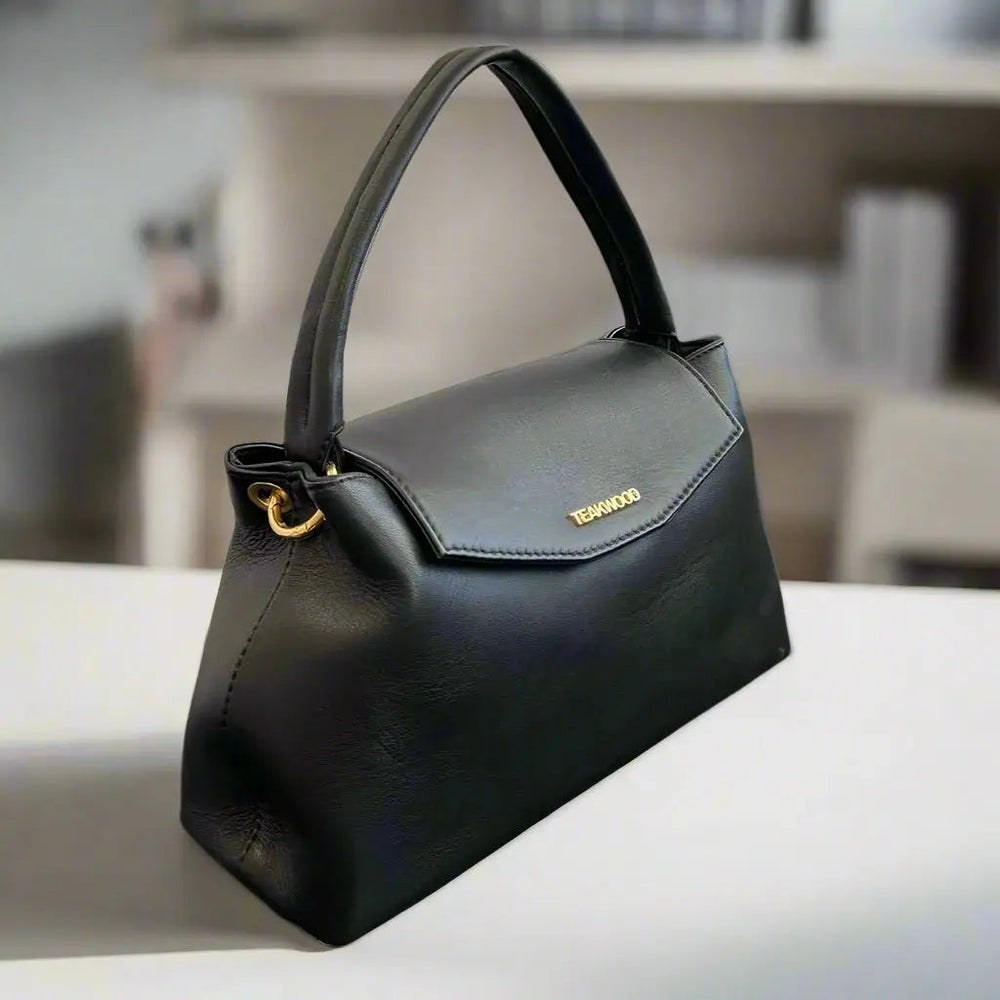 Élégant sac à main à rabat en cuir de mouton