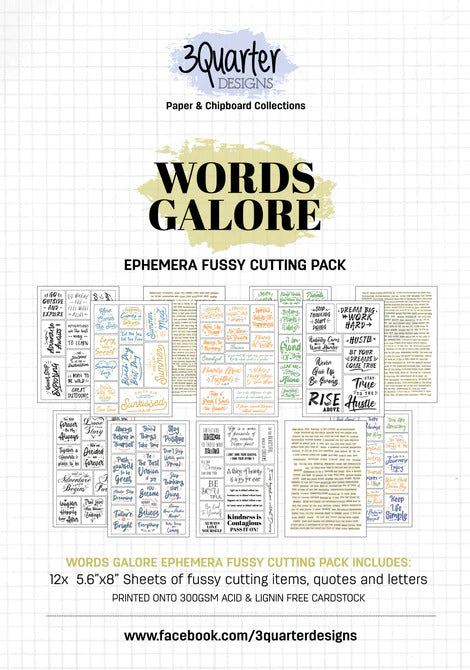 Pack de découpes éphémères « Mots à gogo » 3Quarter Designs
