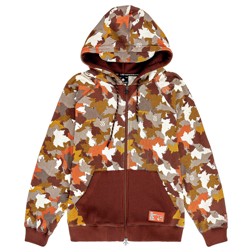 LRG 'Freshest' Chandail à Capuchon Thermique Zippé - Camo Feuille d'Érable Brun