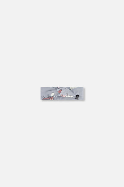 Printed Organic Cotton Headband Blue Grey Sheep