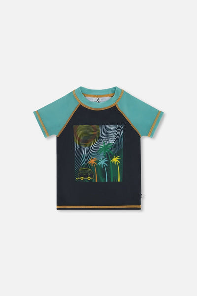 Short Sleeve Rashguard With Print Black