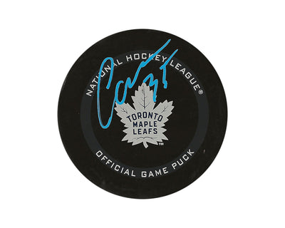 Rondelle de match officielle des Maple Leafs de Toronto autographiée par Ilya Samsonov