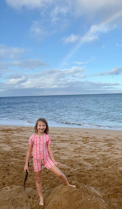 Shorts de pyjama pour enfants avec nœuds fraises et cerises