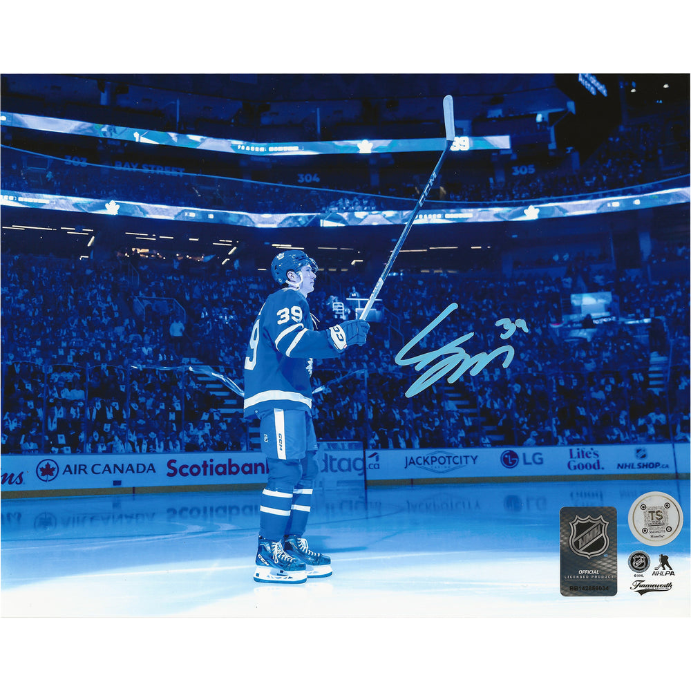 Photo 8x10 dédicacée de Fraser Minten lors de ses débuts en LNH avec les Maple Leafs de Toronto