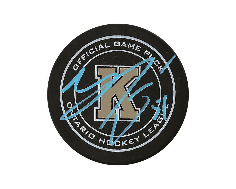 Palet de match officiel des Frontenacs de Kingston autographié par Shane Wright