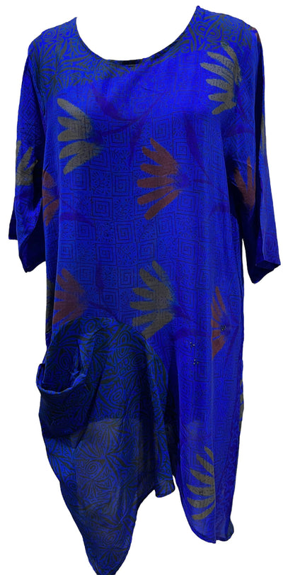 PRC5485 Robe tunique Avatar en pure soie avec poche intégrée