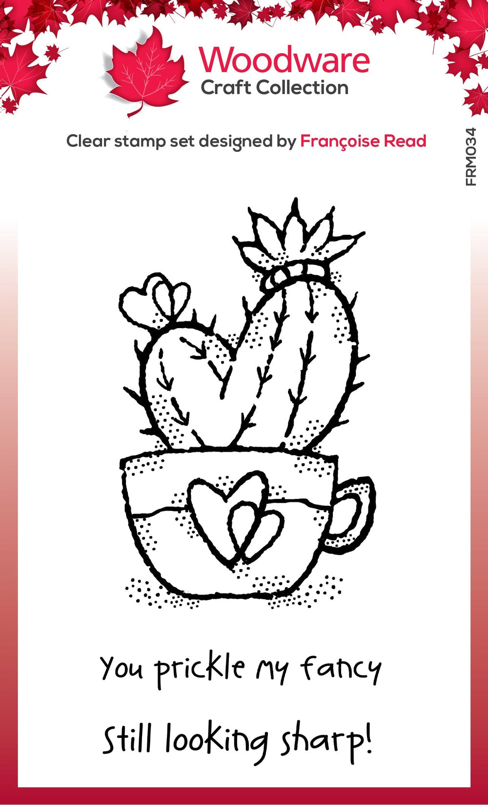 Tampon Woodware Clear Singles Cactus Cœur 9,65 cm x 6,60 cm