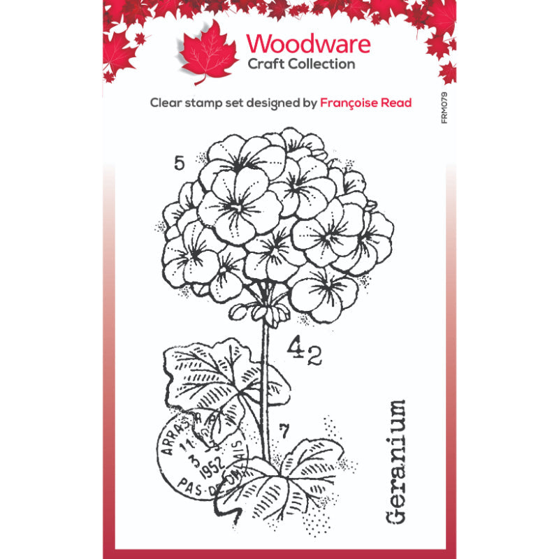 Tampons transparents Woodware Clear Singles Mini Géranium 3 po x 4 po