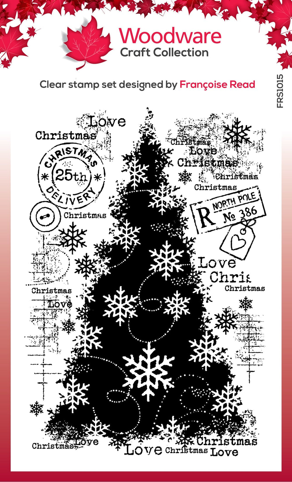 Assortiment de tampons Woodware Clear Singles « Snow Frosted Tree » 10 cm x 15 cm