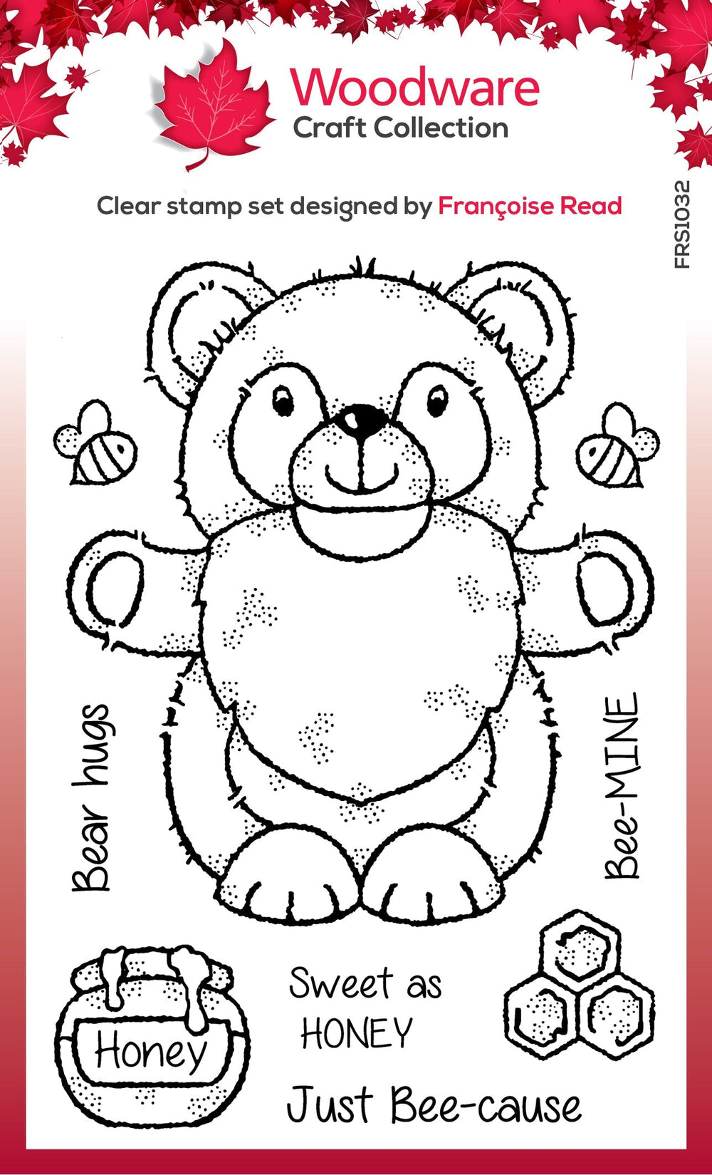 Woodware Clear Singles Lot de tampons « Honey Bear Gnome » 10 x 15 cm