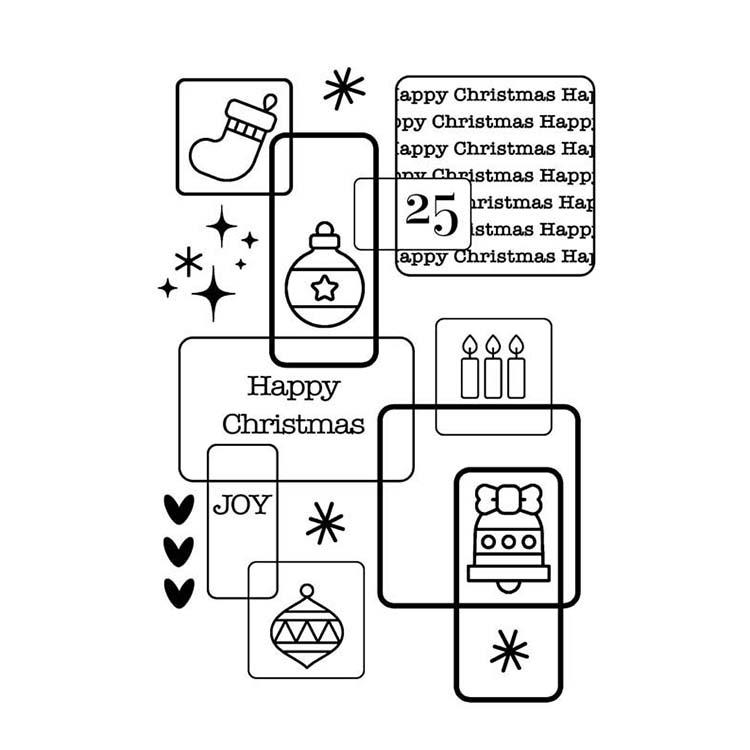 Tampons bois transparents carrés de Noël