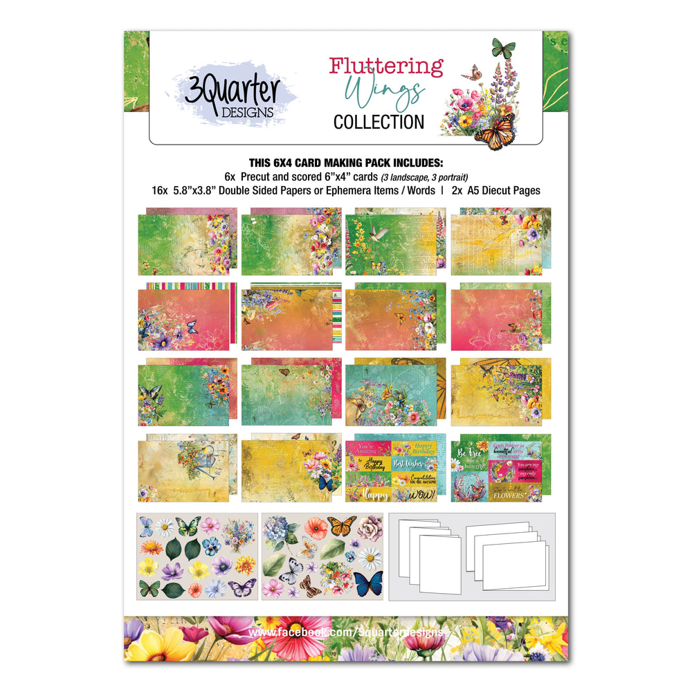 3Quarter Designs Fluttering Wings 6x4 Card Pack