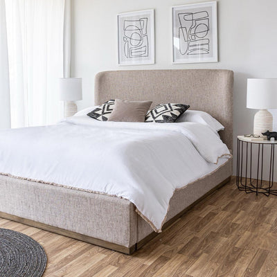 Faye Upholstered Bed With Curved Headboard - Perfect Taupe