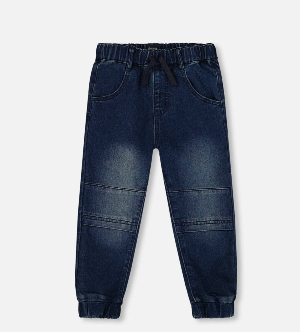 French Terry Jogger Pants | Dark Blue Denim | Deux Par Deux
