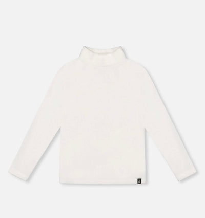 Super Soft Ribbed Mock Neck Top | White | Deux Par Deux