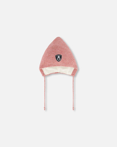 Bonnet tricoté pointu pour bébé en rose