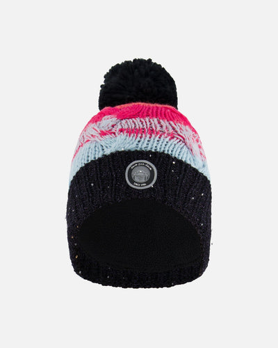 Bonnet tricoté dégradé bleu, corail et fuchsia