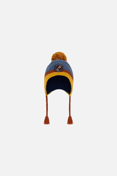 Bonnet péruvien dégradé bleu marine et jaune
