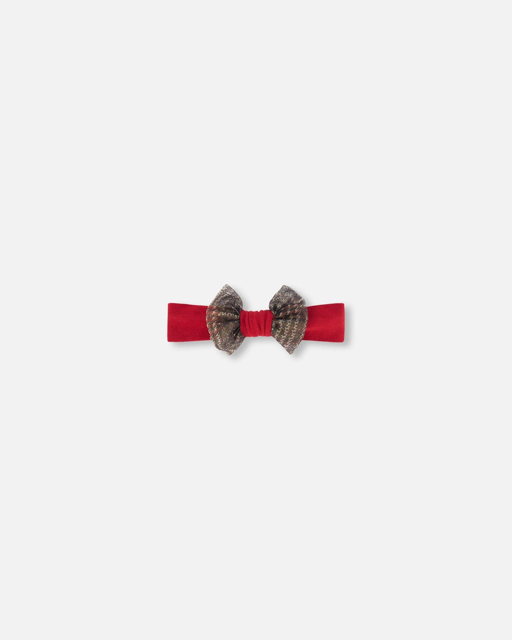 Bandeau avec nœud en tulle pailleté, motif écossais rouge
