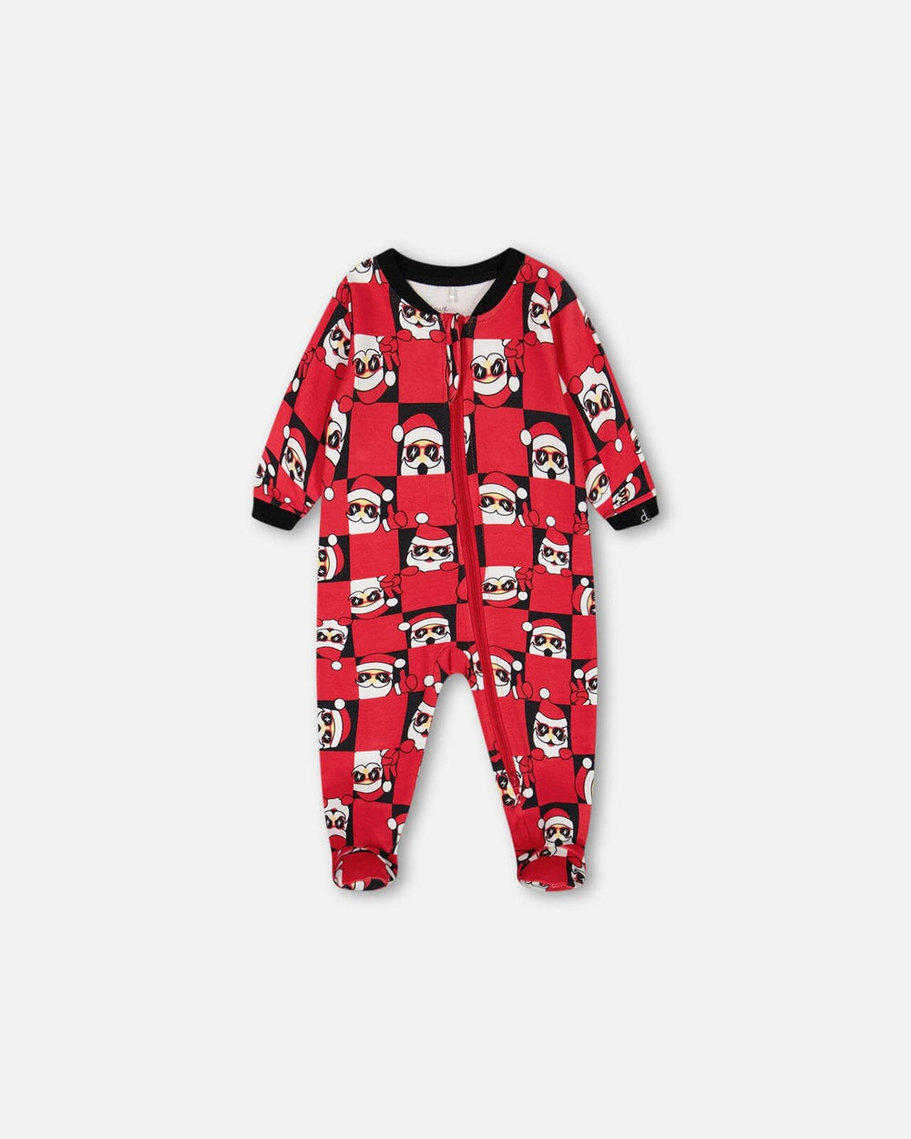 Pyjama une pièce en coton biologique rouge imprimé Père Noël