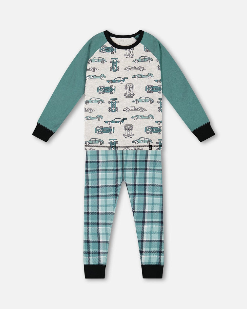 Pyjama deux pièces en coton biologique Motif voitures vertes