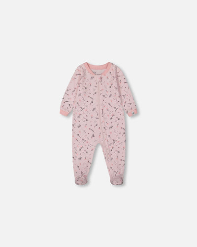 Printed Organic Cotton One-Piece Pajama Off-White And Multi Truck