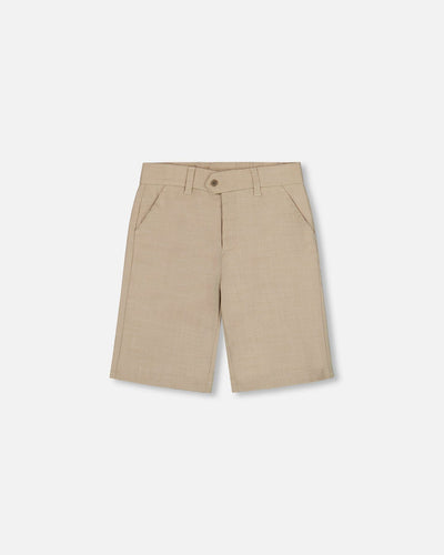 Short Bermudas à Poches Obliques Taupe Clair