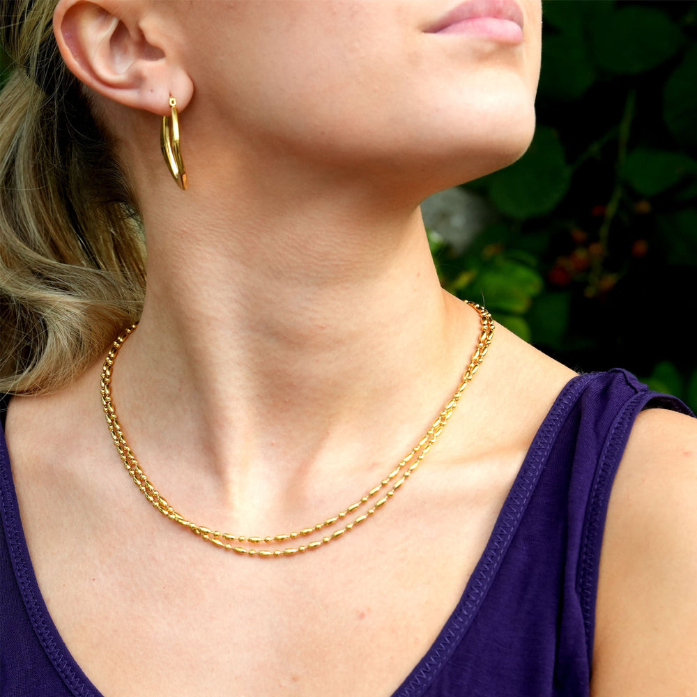 GUADIX : Collier à double chaîne perlée ovale et ronde
