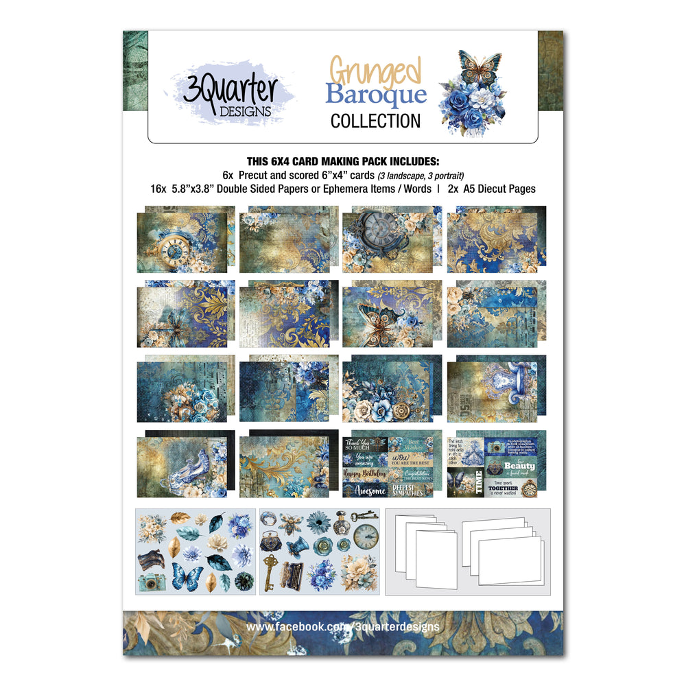 Lot de cartes 6x4 Grunged Baroque de 3Quarter Designs