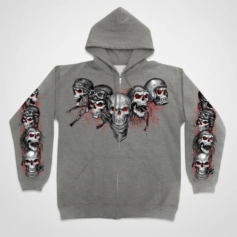 Chandail à capuchon à glissière Five Skull pour hommes