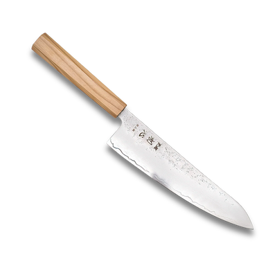 Couteau Gyuto Ginrei Silver 3 Nashiji 210mm - Manche en olivier