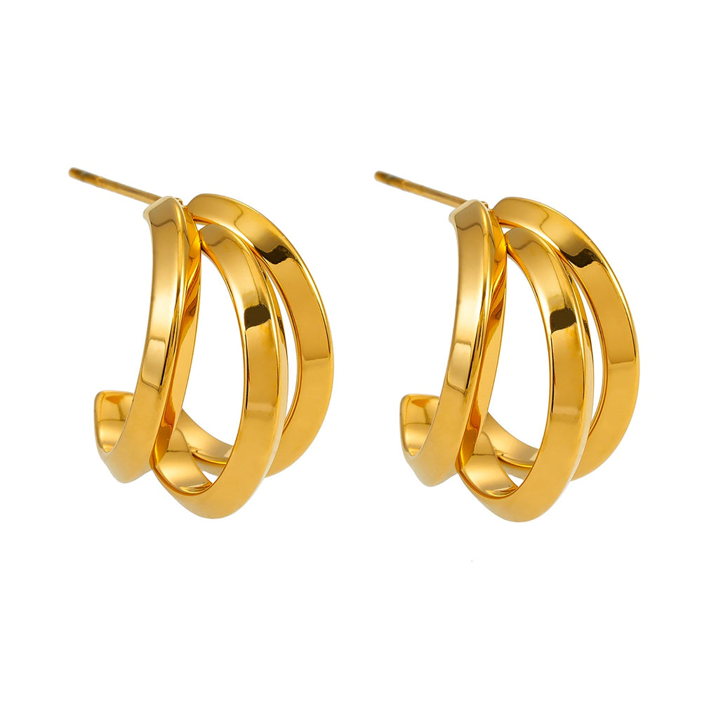 Boucles d'oreilles créoles GRIZZANA à triple bande en or