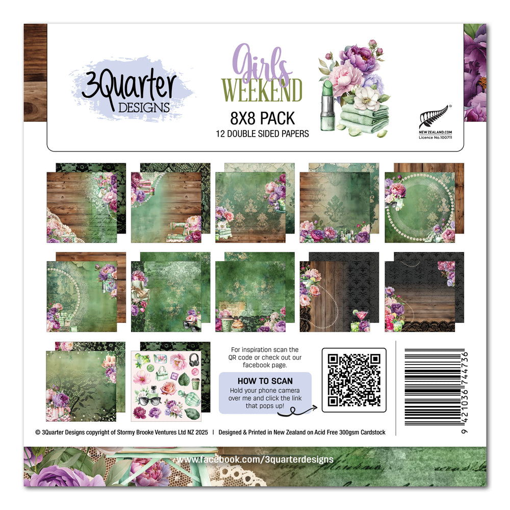 3Quarter Designs Girls Weekend Pack de papiers 8x8